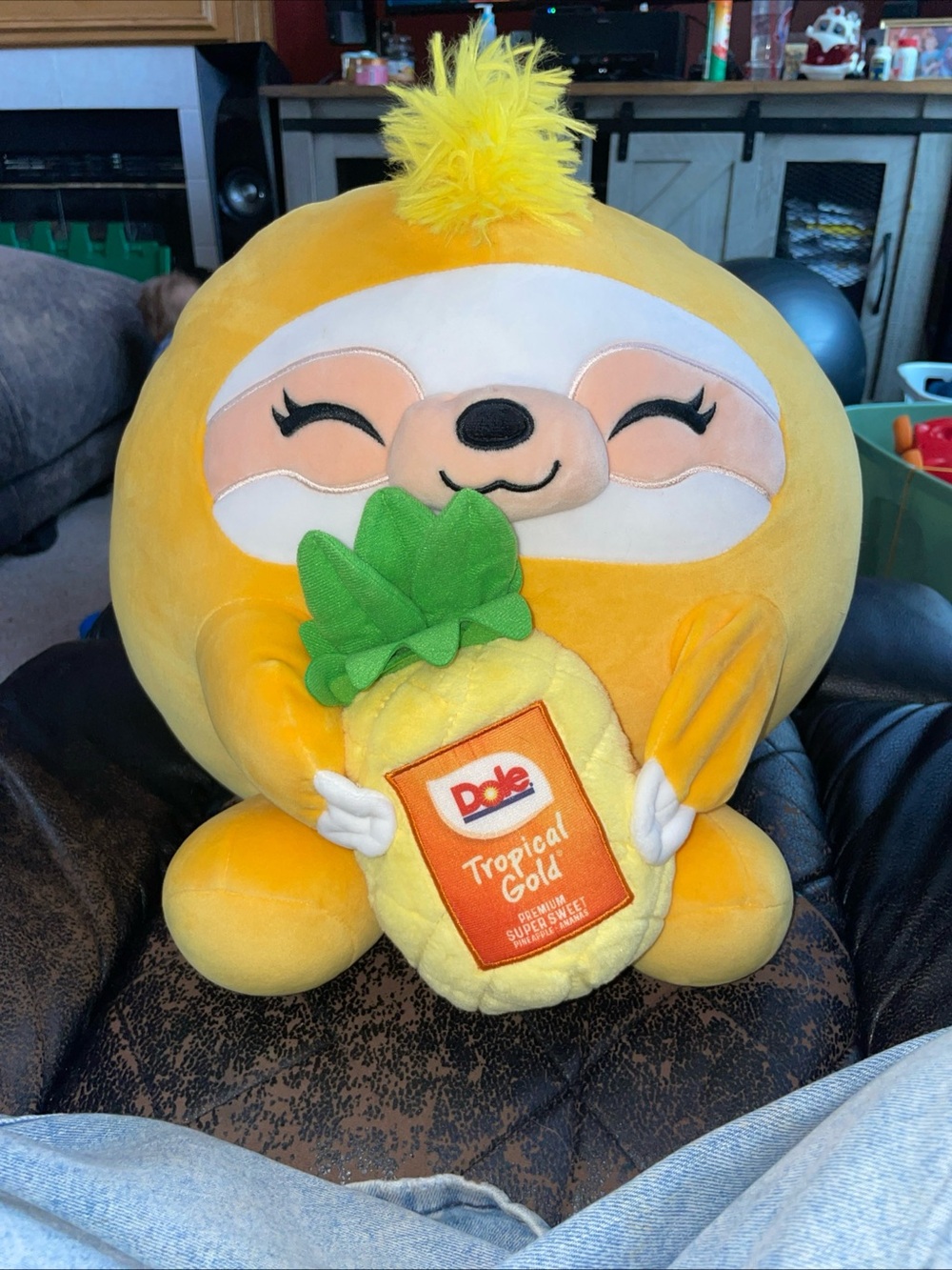 Tropical Gold Yellow Pineapple Sloth Plush - Cute Kids Stuffed Animal